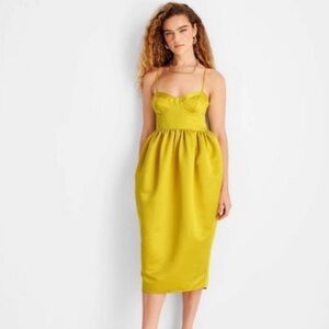 NWT Sweetheart Bubble Satin Midi Dress - Future Collective Bridgerton Regency
